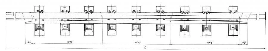 Crossing rail with counter rail of P65 type 1/11 (project 2799.04.000/-01/-02/-03)