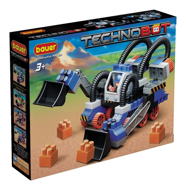 Bauer children's developmental toy "Technobot" series, set with robot and pilot in a box (colour white, blue, grey)