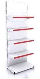Wall-mounted metal commercial shelving unit