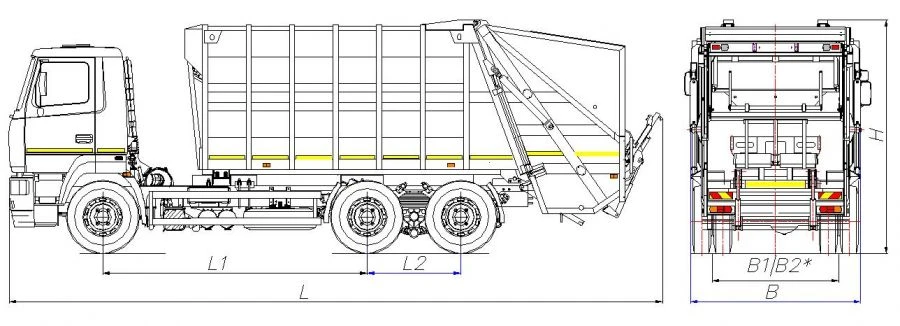 Rear-loading rubbish truck model MK-3541-10