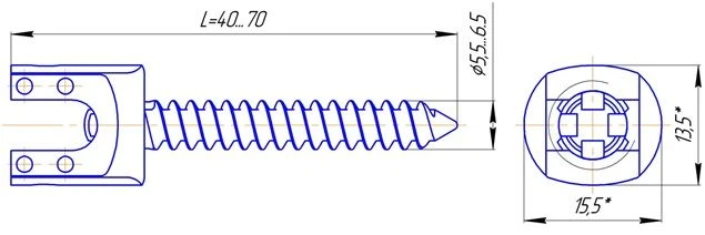 Polyaxial spinal screw (l. 5.5; 6.0; 6.5 mm, length 40...70 mm)