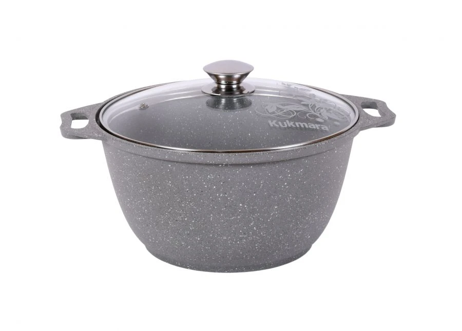 Cast aluminium 4L saucepan (with non-stick coating) TM Kukmara, with glass lid, "Marble Induction" line