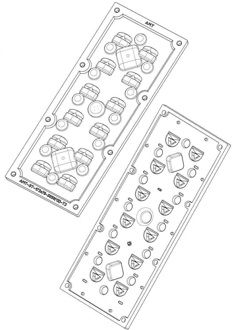 Lens for LED luminaires AMT-ST-173x70-5050(12)-T3-PC