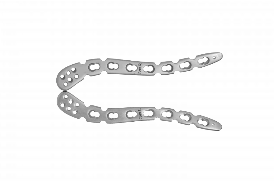 Reconstructive plate with lateral expansion with angular stability right / left (for 2.7/3.5 mm screws)