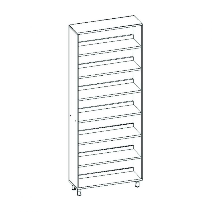One-sided library shelving unit