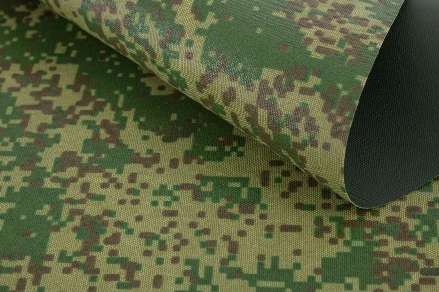 Synthetic camouflage fabric with polymeric silicon-organic coating
