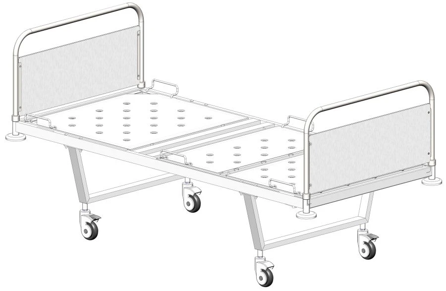 KF3-01-"MSC" (MSC-103DM) - Functional bed, on wheels, metal backrests with decorative insert made of light chipboard, bed - stee