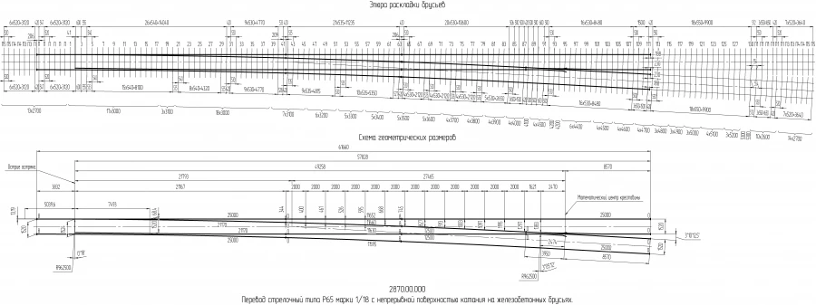 R65 type 1/18 grade 1/18 level crossing with continuous rolling surface on reinforced concrete bars of the project 2870.00.000-1