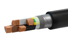 Power cable of PvBShp grade with copper conductors, with cross-linked polyethylene insulation and polyethylene protective hose,