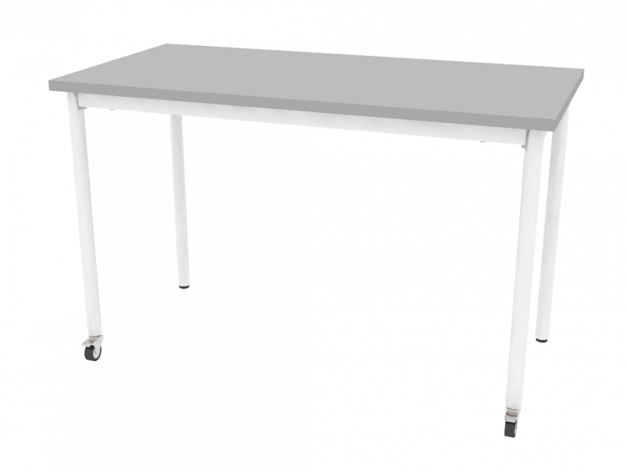 Mobile table on round supports 1200x600x750mm (WxHxH)