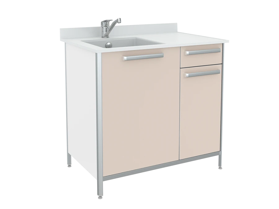 Table-bench with sink STSM-3 from a set of furniture for clinical diagnostic laboratories according to TU 9452-013-13305037-2010