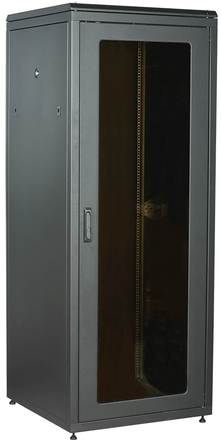 LN05-28U88-GM ITK LINEA N 28U 800x800mm glass perforated door rear metal black.