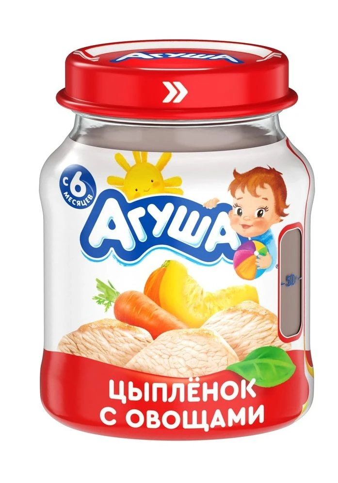 Canned meats "Mashed chicken with vegetables" homogenised "Agusha", 100 g