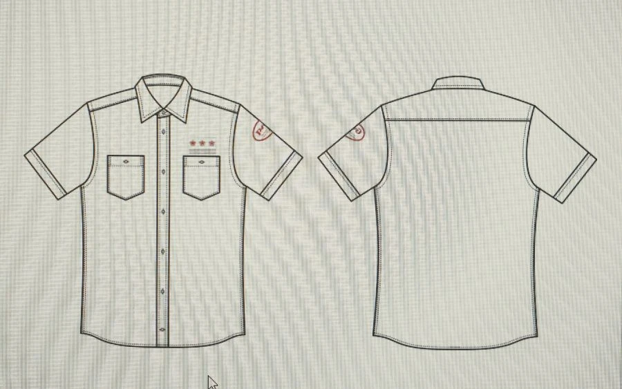 Short-sleeved men's uniform shirt for workers of company trains
