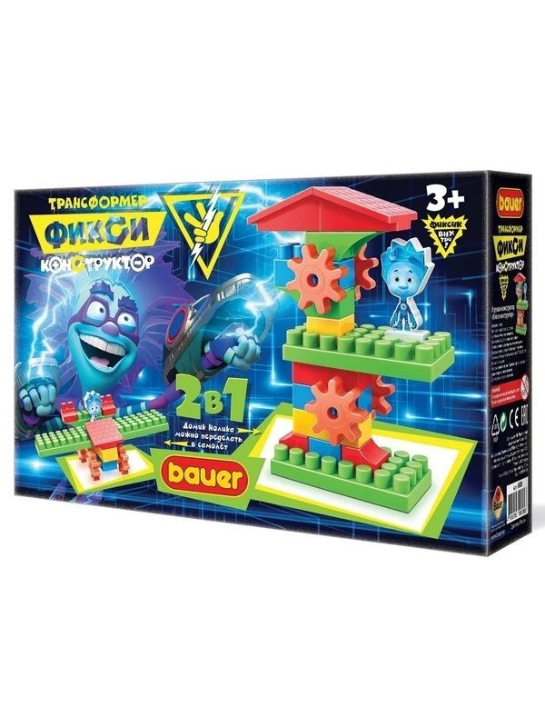 Bauer "Fixiki" children's educational construction set "Transformer 2in1" 19 pieces in a box, article 600