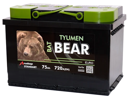 Lead accumulator for starting piston engines 6ST-75VLA "Tyumen BatBEAR"