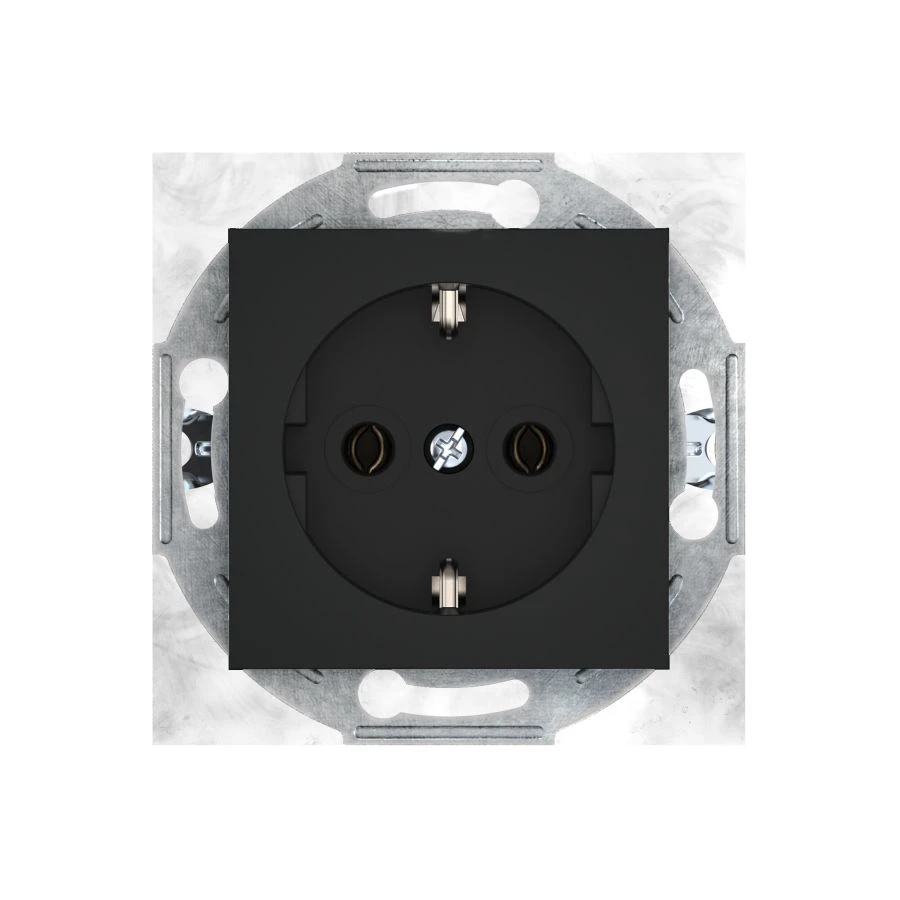 CADUCEUS ALING PRESTIGE Flush-mounted socket without grounding plug with ceramic base 16A, 250V~, black (soft to