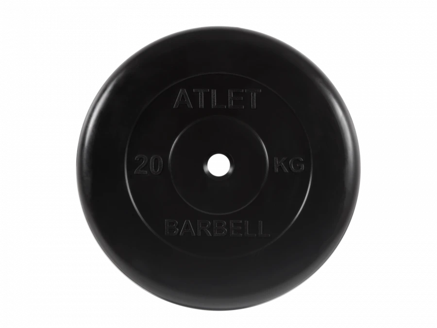 MB-AtletB26-20 Athlete rubber disc, black, 26 mm, 20 kg