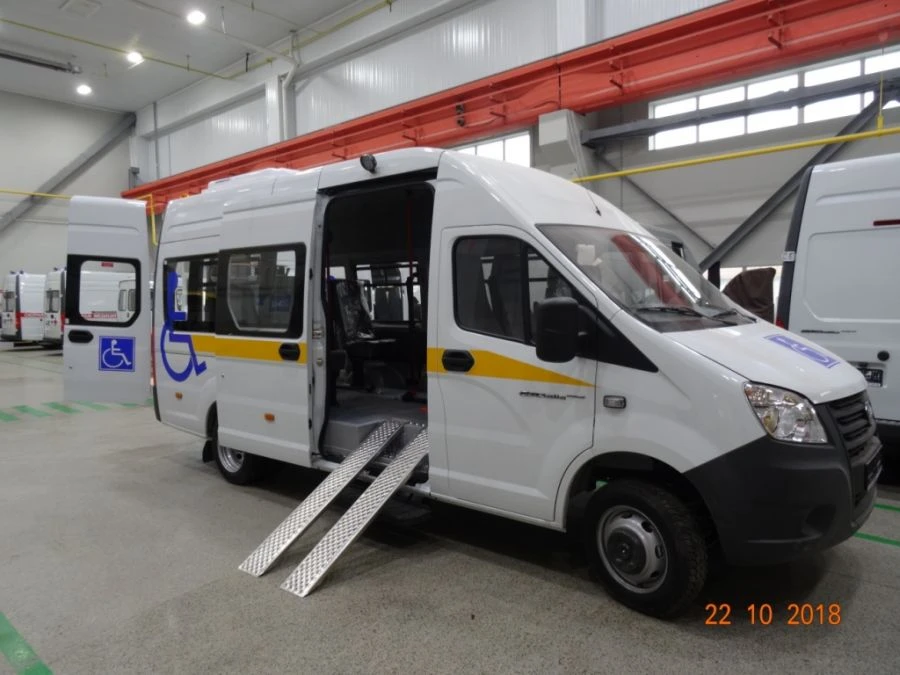 Class A bus with possibility of wheelchair transportation of a disabled person IATs-1767A2 on the basis of vehicle (Gazelle Next