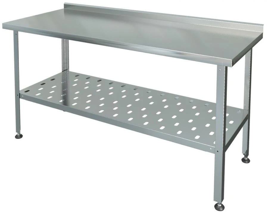 Cutting and production table with side, perforated shelf SRP-1-0,8/1,2-PR