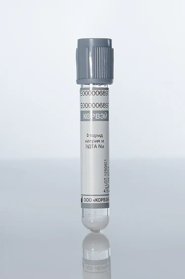 Vacuum tubes for venous blood sampling CORVAY with sodium fluoride and EDTA Na, glass Size: 13*100 mm; vacuum volume: 5 ml