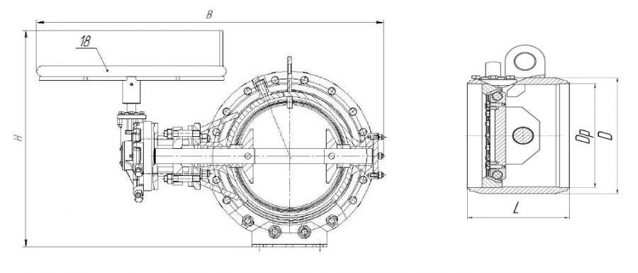 Welded butterfly valve SAZ 99022 DN 150-1200 PN 1,0-1,6 MPa