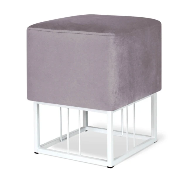 Upholstered pouf on metal frame