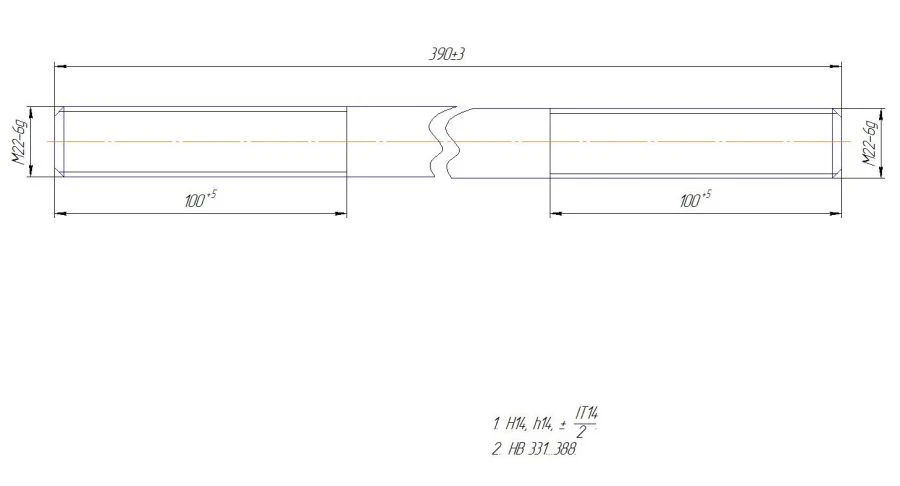 High-strength stud with heat-strengthened nuts and washers for fastening railway slabs M22x390