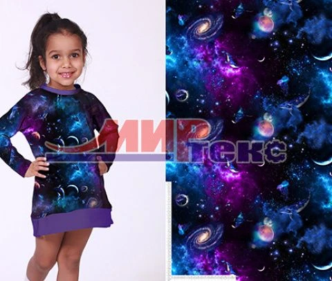 Mixed knitted fabric (CHL-92%, PU-8%) printed, 1+1 weave lastic
