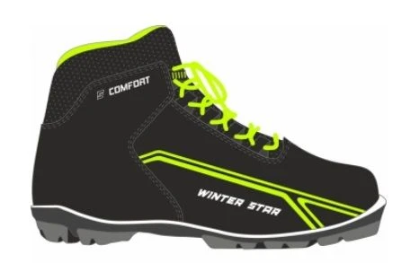 Winter Star comfort ski boots black (lime neon logo) S