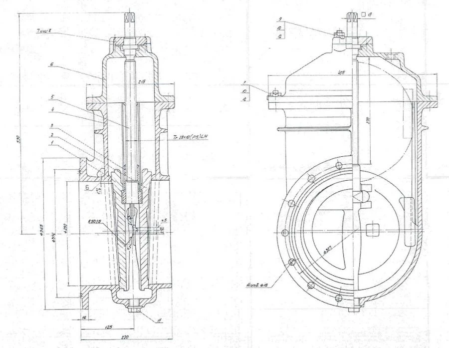 Bronze clinket gate valve DN 125 PN 0,6 MPa ITSHL.491655.008 (532-01.018)