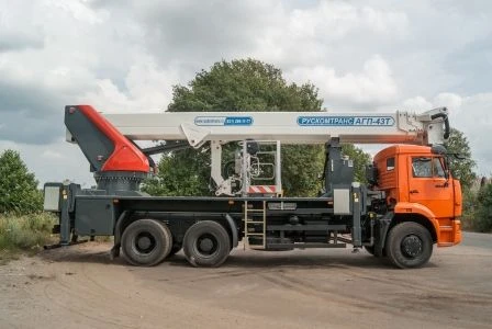 Telescopic hydraulic lift with gooseneck AGP-43T KAMAZ-6520 42M 450/280/120KG 25.8/22.5/19.5M