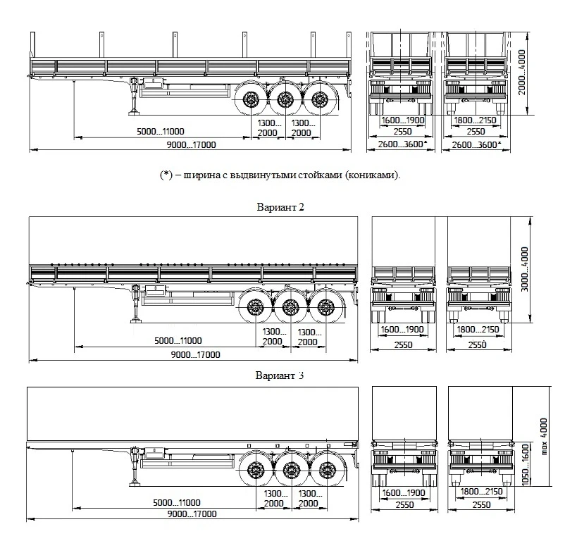 Flatbed semi-trailer, make UST, type 946519, modifications 946519-A1-01, 946519-A1-02, 946519-A1-03, 946519-A1-04, 946519-A1-05,