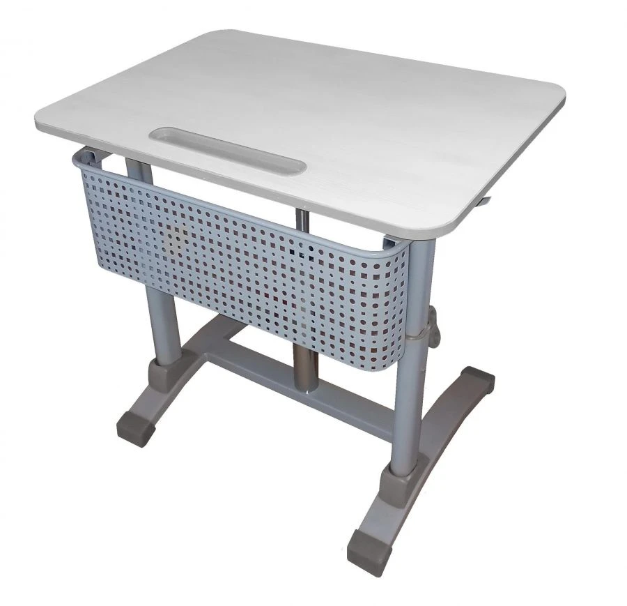 Single-seat pupil's table with full adjustment of table height within the range from 2-6 height groups and table top inclination