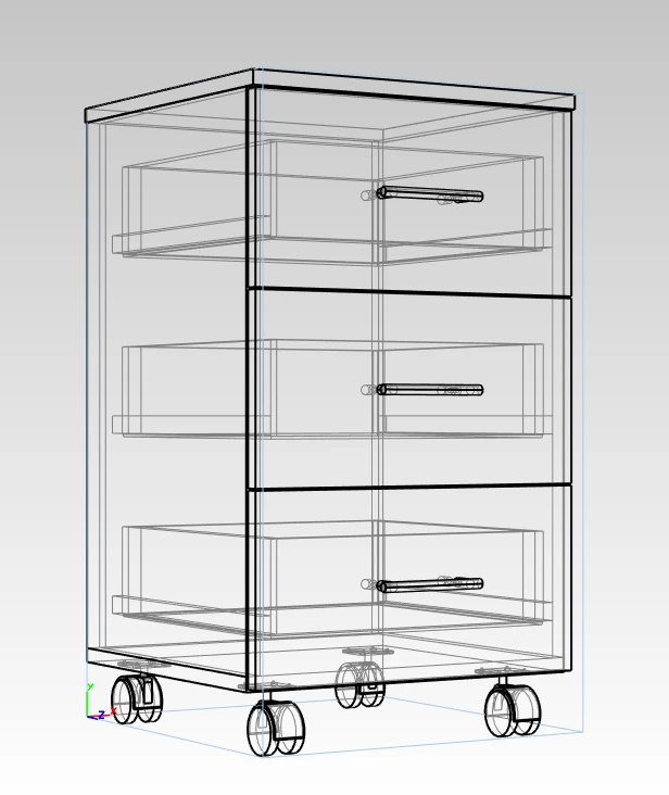 Drawer unit on castors with drawers