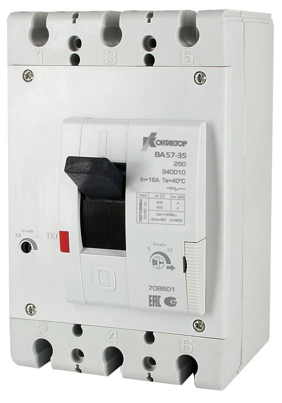 VA57-35 series circuit breakers for rated currents from 16 A to 250 A for rated voltage up to 690 V AC