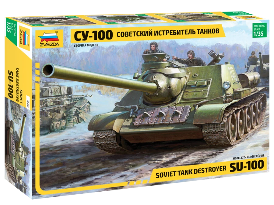 Assembled model Soviet tank fighter SU-100