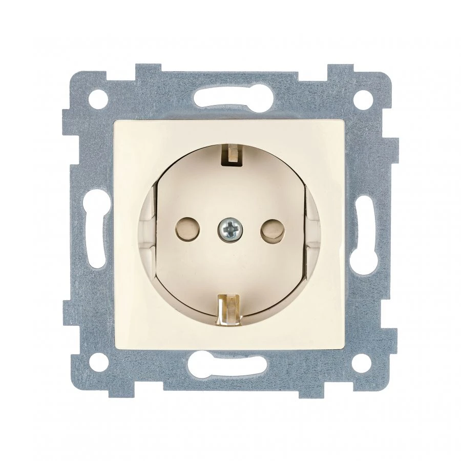 "MARIA" Single socket outlet mechanism with grounding contact with blind flush mounting PC16-446 colour "ivory"