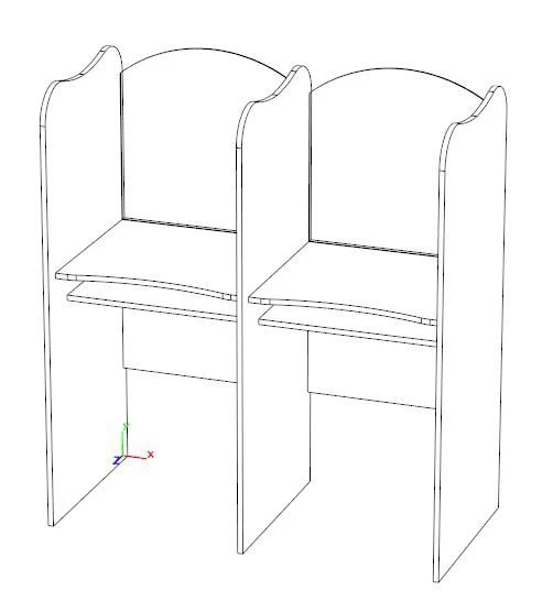 Double table for foreign language room closed with acoustic half-cabins 6 gr