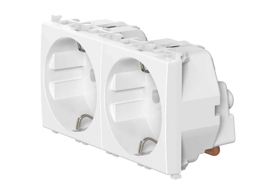 CADUCEUS ALING Experience flush-mounted earthed double socket without blinds 2x16A, 250V~, 2x2M, white, art. 74112.0