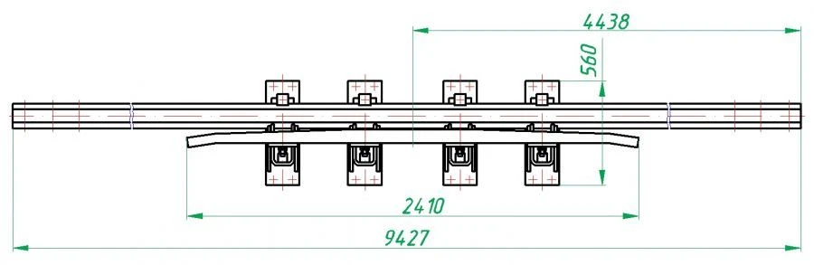 Cross rail with counter rail of P50 type 1/5 (project 1909.02.040/01)