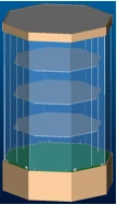 Display case island 8-faceted 1200 x 1200 x h 2000