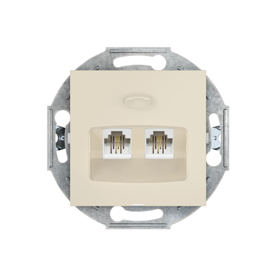 CADUCEUS ALING PRESTIGE Flush-mounted double telephone socket 2xRJ12 6P2C, beige, art. 6011.9 (mechanism)