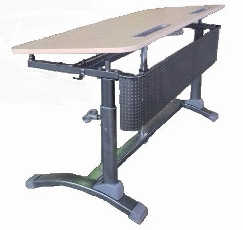 Two-seater pupil's table with full adjustment of the table height within the range from 2-6 and the angle of the table top incli