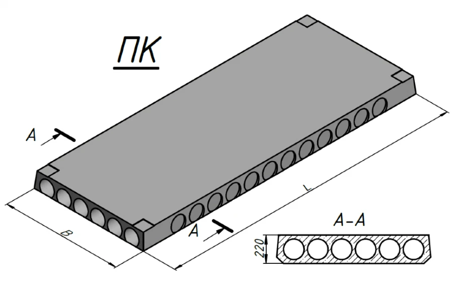 Reinforced concrete floor panel PK 63.15-8AtVa