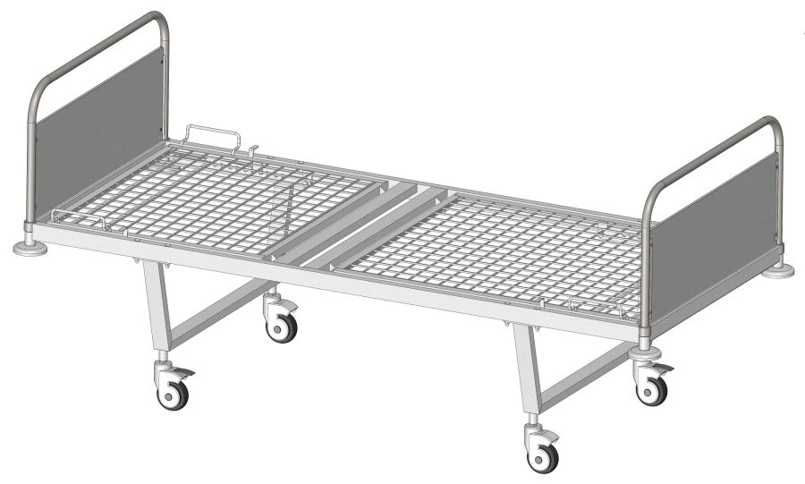 KF2-01-"MSC" (MSC-102D) - Functional bed, on wheels, metal backrests with a decorative insert made of laminated fibreboard, bed