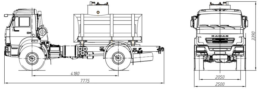 Tank truck for transportation of food liquids (technical water) ??? 4680D2-20 on KAMAZ 43502-D5 chassis