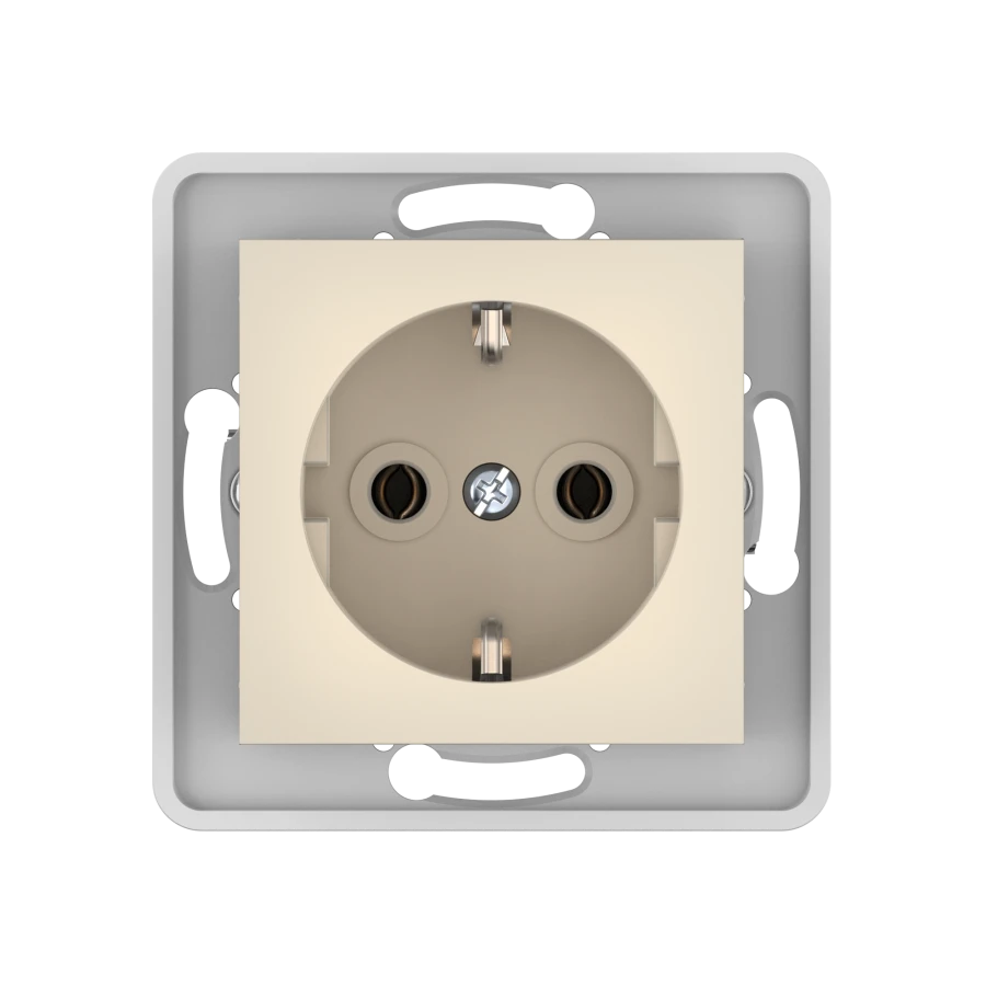 CADUCEUS ALING PRESTIGE Flush-mounted socket outlet with grounding without cover with plastic base 16A, 250V~, beige, art. 60