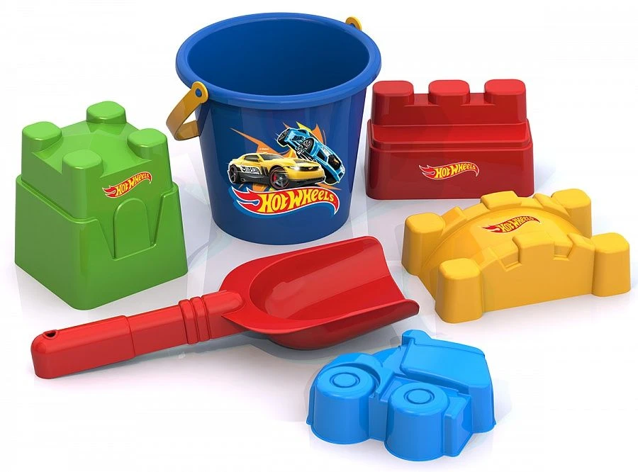 Hot Wheels Sand Set #3 (bucket, scoop, 3 "Fortress" moulds, 1 "Transport" mould)