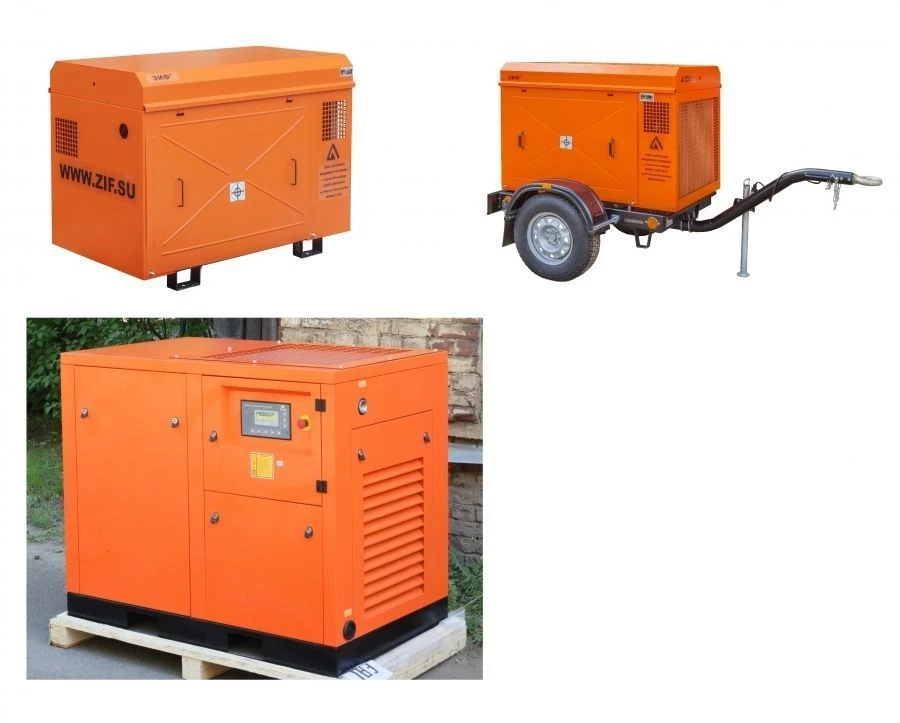 Electric air-compressor station ZIF-SVE 6,3/0,7 (ARM19-12), (660/380 V, on a frame) in a casing
